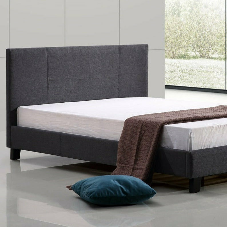 Linen Fabric Bed Frame Grey - Double