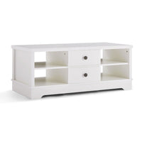 White Coastal Style Coffee Table with Drawers