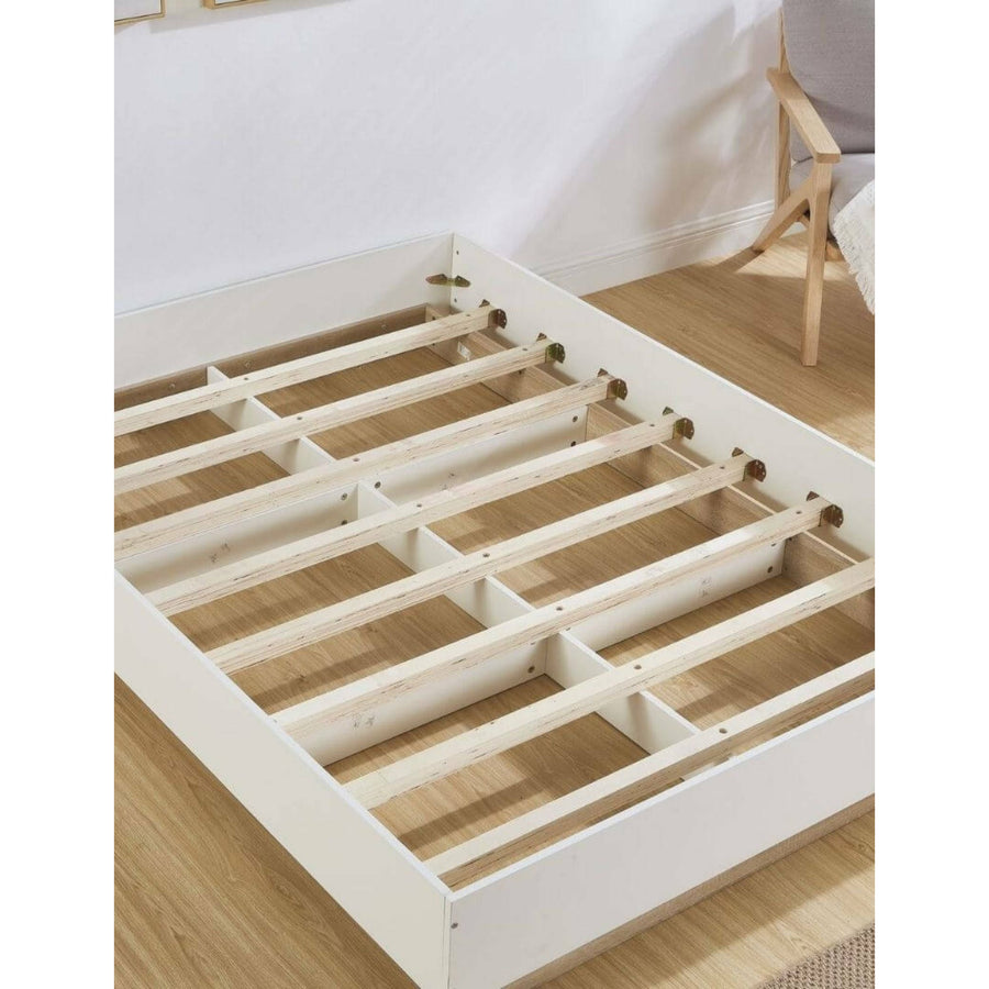 Industrial Contemporary White Oak Bed Base