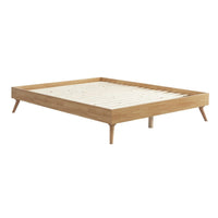 Natural Oak Ensemble Bed Frame Wooden Slat - Double