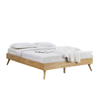 Natural Oak Ensemble Bed Frame Wooden Slat - Queen