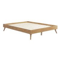 Natural Oak Ensemble Bed Frame Wooden Slat - Queen