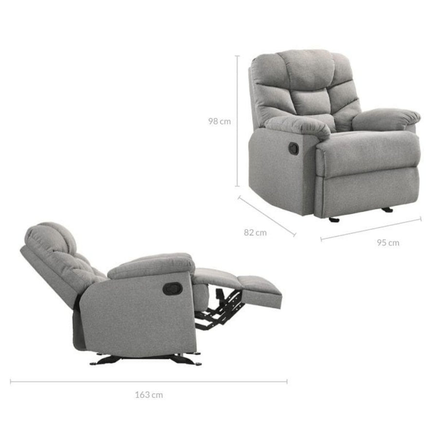 Rocking Fabric Recliner Chair - Light Grey