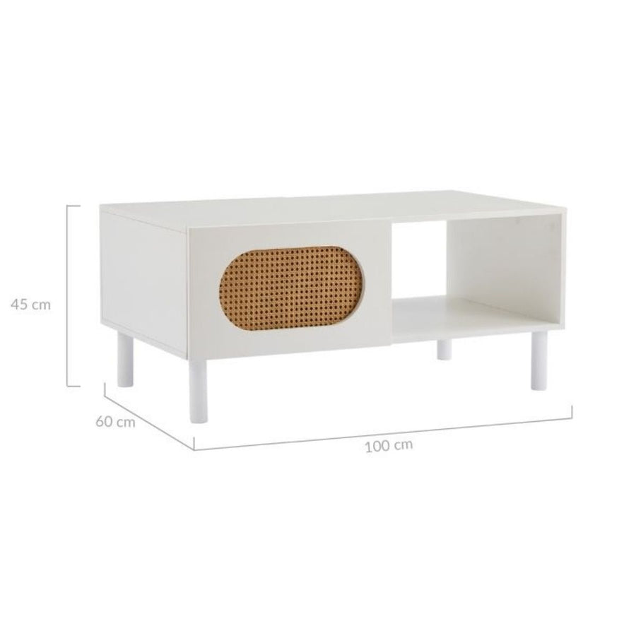 Kailua Rattan Coffee Table with Storage in White