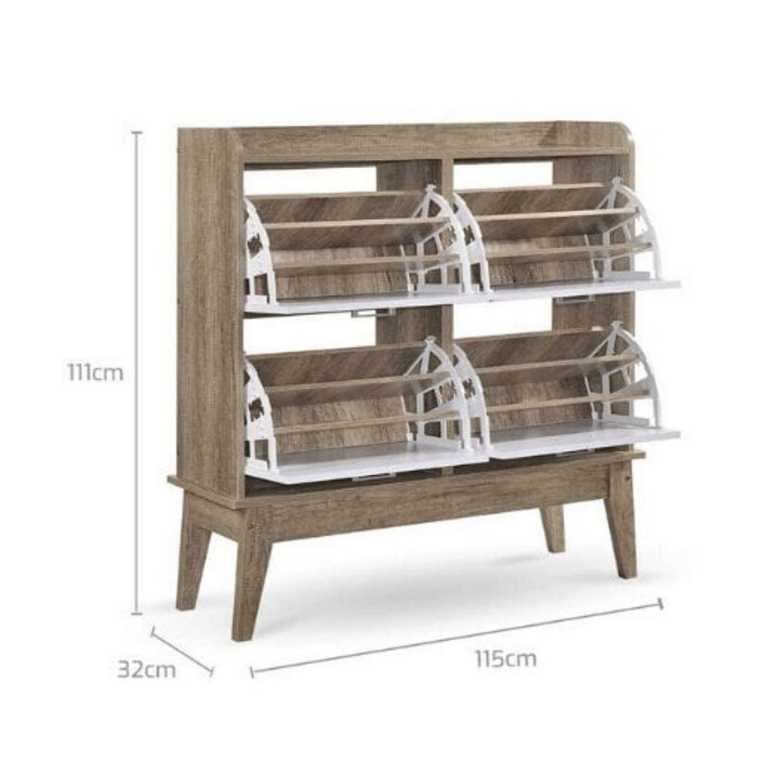 Large Shoe Cabinet Rack Organiser Scandinavian design - Oak