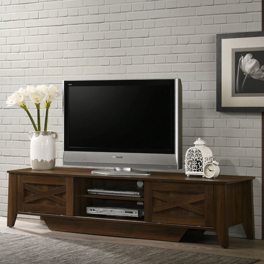 Industrial Style Wooden Entertainment Unit with Sliding Door - 180cm