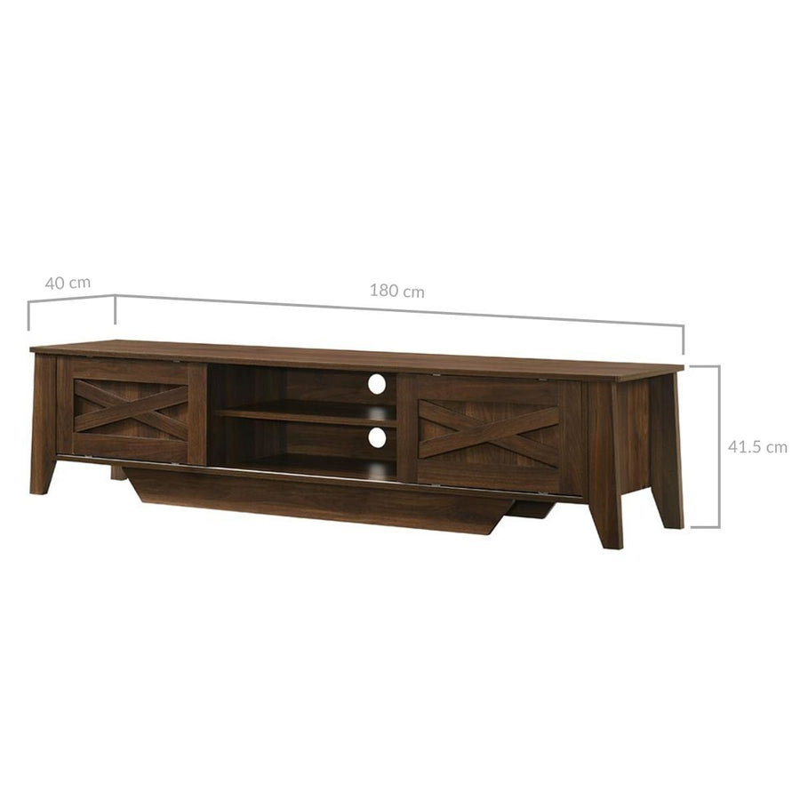 Industrial Style Wooden Entertainment Unit with Sliding Door - 180cm