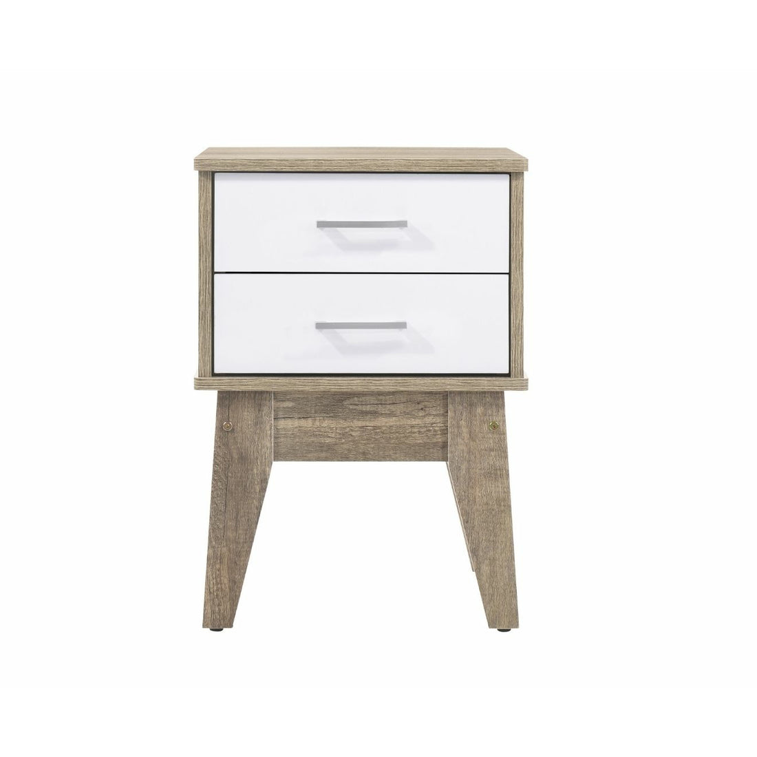 Oak Wooden 2 Drawers Bedside Table