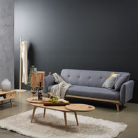3-Seater Light Grey Foldable Sofa Bed