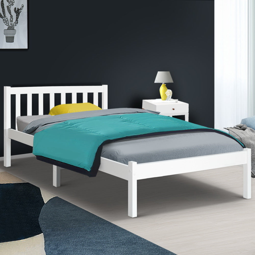 Single Size Wooden Bed Frame - White