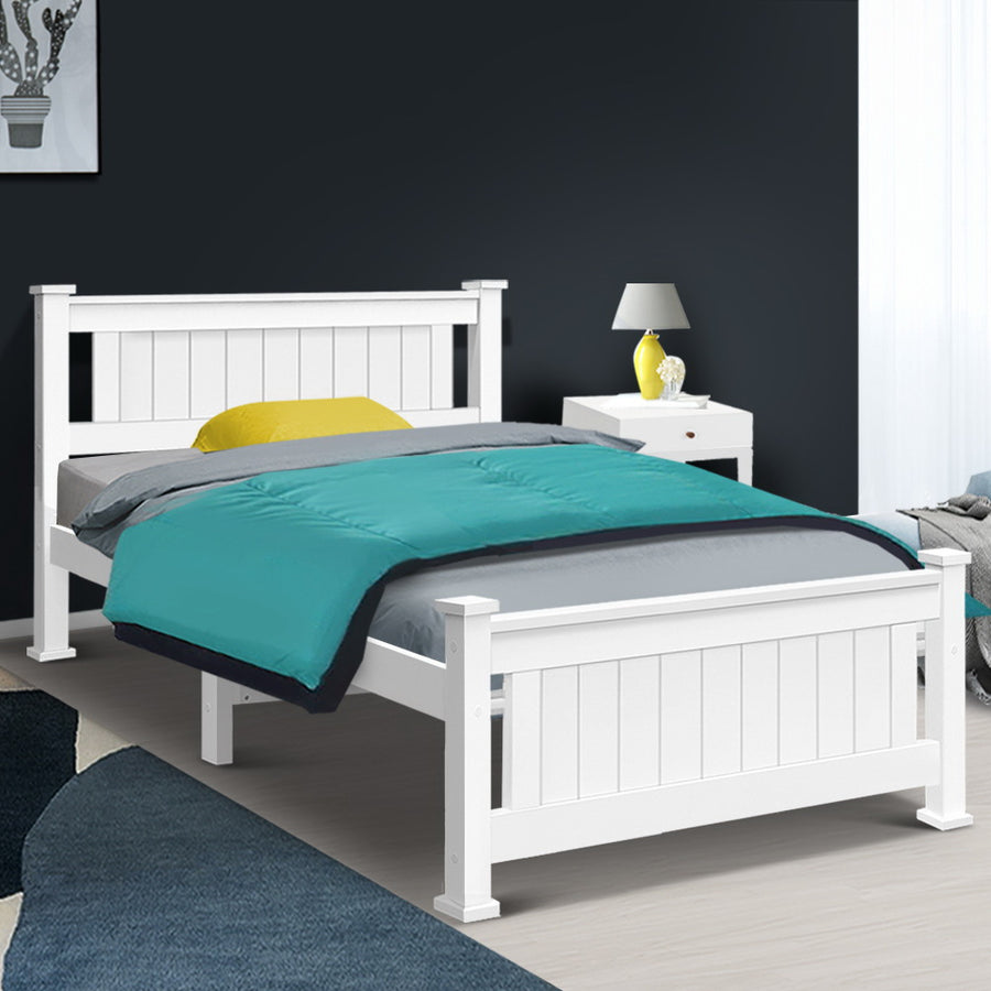 Single Size Wooden Bed Frame - White