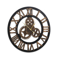 Black & Bronze Metal 80CM Roman Numeral Clock