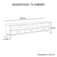 Entertainment Unit with 3 Storage Drawers - Light Brown