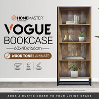 Vogue Wood Tone Bookcase Stylish Rustic Flawless Design 166cm