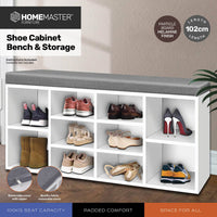 2-In-1 Storage/Shoe Cabinet With Padded Cushion Bench 102cm