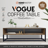 Vogue Wood Tone Coffee Table Stylish Rustic Flawless Design 110cm