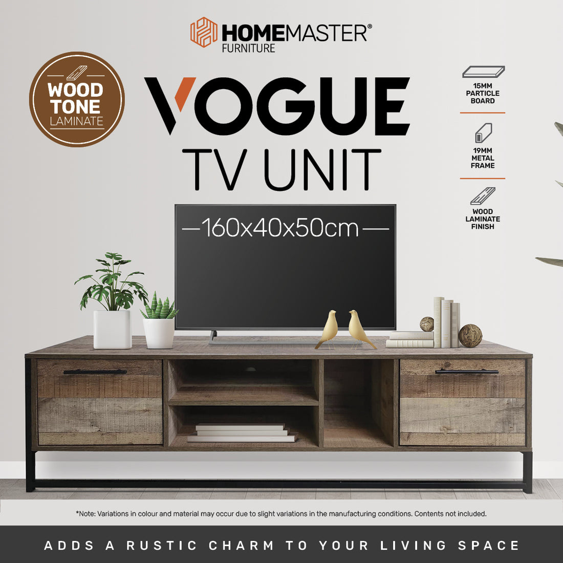 Vogue Wood Tone TV Unit Stylish Rustic Flawless Design 160cm