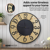 Home Master Wall Clock Wood &amp; Metal Look Stylish Design Large Numbers 60cm