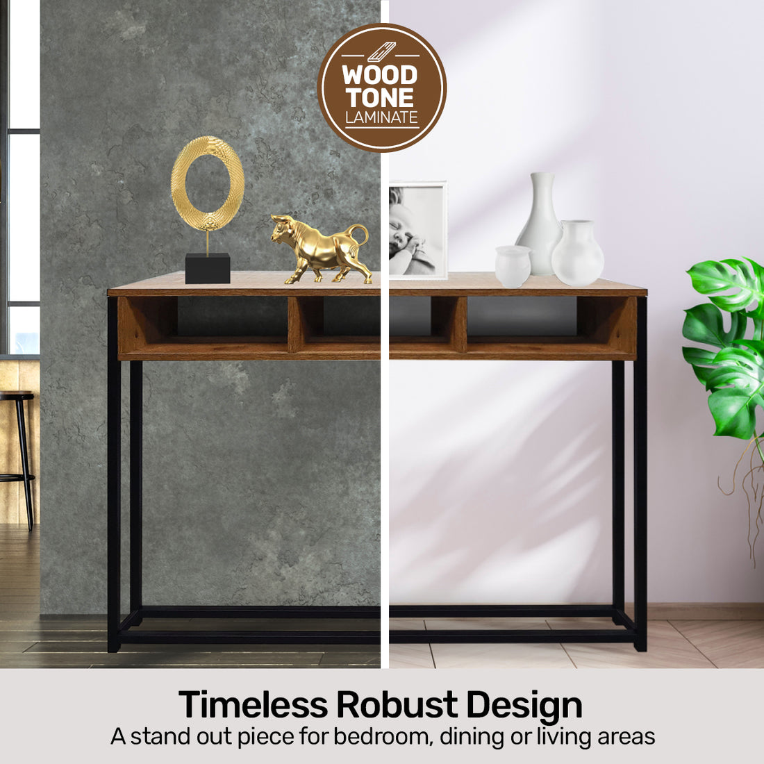 Wood Tone Console Table Rustic Flawless Design 110cm